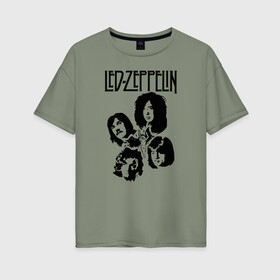 Женская футболка хлопок Oversize с принтом Led Zeppelin , 100% хлопок | свободный крой, круглый ворот, спущенный рукав, длина до линии бедер
 | led | led zep | led zeppelin | ledzep | lz | zoso | группа | джимми пейдж | джон генри бонэм | джон пол джонс | зосо | лед зепелен | лед зеппелин | ледзепелен | ледзеппелин | роберт плант | рок