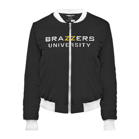 Женский бомбер 3D с принтом Вrazzers university , 100% полиэстер | застегивается на молнию, по бокам два кармана без застежек, мягкие манжеты, по низу бомбера и на воротнике — эластичная резинка | brazers | brazzers | brazzers university | бразерс | бразэрс | университет бразерс