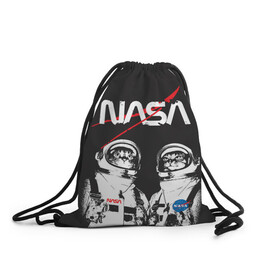 Рюкзак-мешок 3D с принтом Nasa cats austronaut  , 100% полиэстер | плотность ткани — 200 г/м2, размер — 35 х 45 см; лямки — толстые шнурки, застежка на шнуровке, без карманов и подкладки | cats austronaut | nasa | space | космос | кот космонавт | наса | насса