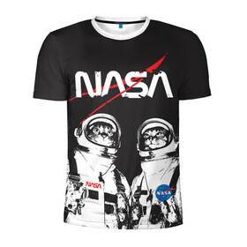 Мужская футболка 3D спортивная с принтом Nasa cats austronaut  , 100% полиэстер с улучшенными характеристиками | приталенный силуэт, круглая горловина, широкие плечи, сужается к линии бедра | cats austronaut | nasa | space | космос | кот космонавт | наса | насса