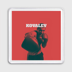 Магнит 55*55 с принтом Kovalev , Пластик | Размер: 65*65 мм; Размер печати: 55*55 мм | boxing | kovalev | krusher | sergey kovalev | wbo | бокс | ковалев