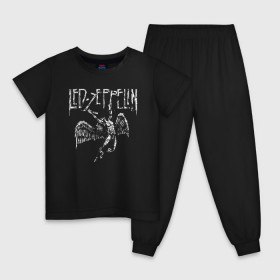 Детская пижама хлопок с принтом Led Zeppelin , 100% хлопок |  брюки и футболка прямого кроя, без карманов, на брюках мягкая резинка на поясе и по низу штанин
 | led | led zep | led zeppelin | ledzep | lz | zoso | группа | джимми пейдж | джон генри бонэм | джон пол джонс | зосо | лед зепелен | лед зеппелин | ледзепелен | ледзеппелин | роберт плант | рок