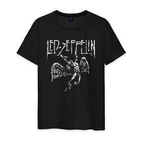 Мужская футболка хлопок с принтом Led Zeppelin , 100% хлопок | прямой крой, круглый вырез горловины, длина до линии бедер, слегка спущенное плечо. | Тематика изображения на принте: led | led zep | led zeppelin | ledzep | lz | zoso | группа | джимми пейдж | джон генри бонэм | джон пол джонс | зосо | лед зепелен | лед зеппелин | ледзепелен | ледзеппелин | роберт плант | рок