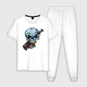 Мужская пижама хлопок с принтом Baseball bat , 100% хлопок | брюки и футболка прямого кроя, без карманов, на брюках мягкая резинка на поясе и по низу штанин
 | 