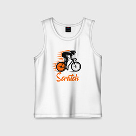 Детская майка хлопок с принтом Scratch ,  |  | bicycle racer | bicycling | bike | helmet | race | scratch | speed | sportsman | trek | велогонка | велогонщик | велосипед | гонка | скорость | спортсмен | трек | шлем