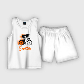 Детская пижама с шортами хлопок с принтом Scratch ,  |  | bicycle racer | bicycling | bike | helmet | race | scratch | speed | sportsman | trek | велогонка | велогонщик | велосипед | гонка | скорость | спортсмен | трек | шлем