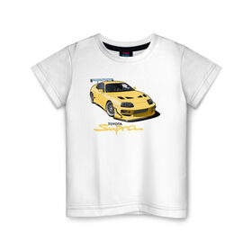 Детская футболка хлопок с принтом Toyota Supra , 100% хлопок | круглый вырез горловины, полуприлегающий силуэт, длина до линии бедер | supra | toyota | toyota supra