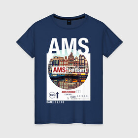 Женская футболка хлопок с принтом Asterdam , 100% хлопок | прямой крой, круглый вырез горловины, длина до линии бедер, слегка спущенное плечо | amsterdam | travel | амстердам | город | города | мир | путешествия