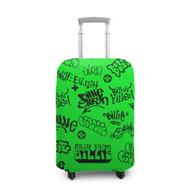 Чехол для чемодана 3D с принтом Billie Eilish graffiti , 86% полиэфир, 14% спандекс | двустороннее нанесение принта, прорези для ручек и колес | billie | eilish | graffiti | айлиш | билли | граффити | татуировки