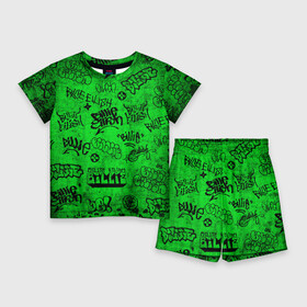 Детский костюм с шортами 3D с принтом Billie Eilish Graffiti Grunge ,  |  | Тематика изображения на принте: billie | eilish | graffiti | grunge | айлиш | билли | граффити | татуировки