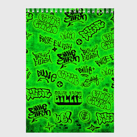 Скетчбук с принтом Billie Eilish Graffiti glow , 100% бумага
 | 48 листов, плотность листов — 100 г/м2, плотность картонной обложки — 250 г/м2. Листы скреплены сверху удобной пружинной спиралью | billie | eilish | glow | graffiti | grunge | айлиш | билли | граффити | кислота | татуировки