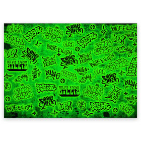 Поздравительная открытка с принтом Billie Eilish Graffiti glow , 100% бумага | плотность бумаги 280 г/м2, матовая, на обратной стороне линовка и место для марки
 | billie | eilish | glow | graffiti | grunge | айлиш | билли | граффити | кислота | татуировки