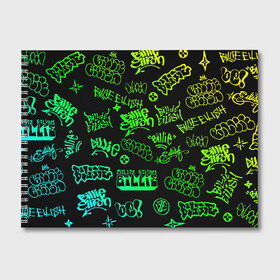 Альбом для рисования с принтом Billie Eilish Graffiti gradien , 100% бумага
 | матовая бумага, плотность 200 мг. | Тематика изображения на принте: billie | eilish | gradient | graffiti | айлиш | билли | градиент | граффити | татуировки