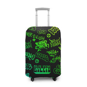 Чехол для чемодана 3D с принтом Billie Eilish Graffiti gradien , 86% полиэфир, 14% спандекс | двустороннее нанесение принта, прорези для ручек и колес | billie | eilish | gradient | graffiti | айлиш | билли | градиент | граффити | татуировки