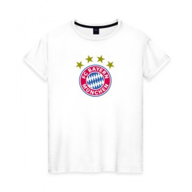 Женская футболка хлопок с принтом BAYERN MUNCHEN , 100% хлопок | прямой крой, круглый вырез горловины, длина до линии бедер, слегка спущенное плечо | fc bayern munchen | football | germany | logo | sport | бавария мюнхен | германия | лига | лого | спорт | фк | футбол | футбольный клуб | эмблема