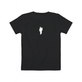 Детская футболка хлопок с принтом BILLIE EILISH (+НА СПИНЕ) , 100% хлопок | круглый вырез горловины, полуприлегающий силуэт, длина до линии бедер | Тематика изображения на принте: 