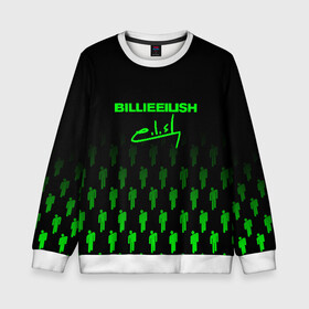 Детский свитшот 3D с принтом BILLIE EILISH (автограф) , 100% полиэстер | свободная посадка, прямой крой, мягкая тканевая резинка на рукавах и понизу свитшота | Тематика изображения на принте: be | billie | billie eilish | билли | билли айлиш