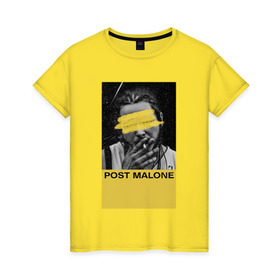 Женская футболка хлопок с принтом Post Malone , 100% хлопок | прямой крой, круглый вырез горловины, длина до линии бедер, слегка спущенное плечо | hip hop | malone | post malone | postmalone | rap | richard post | rockstar | runaway | пост малон | рокстар | рэп | хип хоп