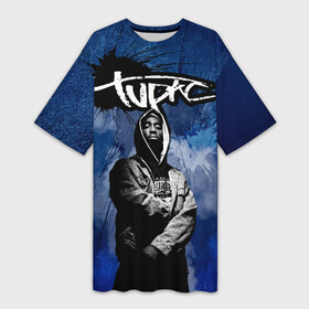 Платье-футболка 3D с принтом 2Pac ,  |  | 2 pac | 2 pack | 2 pak | 2pack | 2pak | gangsta | gangster | hiphop | makaveli | mc new york | rap | thug life | tu pac | tupac | tupac shakur | tupack | two pac | west coast | гангста | реп | рэп | ту пак | тупак