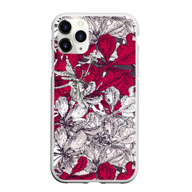 Чехол для iPhone 11 Pro Max матовый с принтом Red and white blooming flowers , Силикон |  | Тематика изображения на принте: art | flowers | leaves | арт | букет | лепестки | листья | художество | цветок | цветы