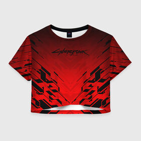 Женская футболка Cropp-top с принтом CYBERPUNK 2077 (КАПЮШОН) , 100% полиэстер | круглая горловина, длина футболки до линии талии, рукава с отворотами | cd project red | cyberpunk 2077 | keanu reeves | samurai | киану ривз | киберпанк 2077 | самураи