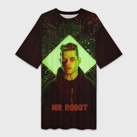 Платье-футболка 3D с принтом Мистер Робот ,  |  | mr. robot | мистер робот | сериал | фильм | хакер | элиот | эллиот