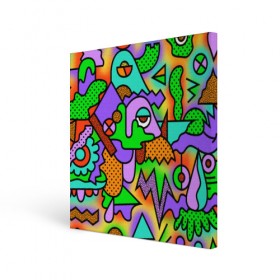 Холст квадратный с принтом PSY GEOMETRY , 100% ПВХ |  | abstract | abstraction | color | geometry | paitnt | psy | абстракция | геометрия | краски | неоновые | психоделика