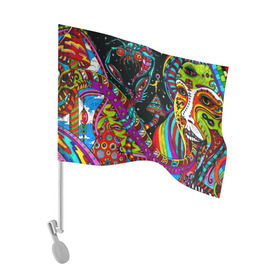 Флаг для автомобиля с принтом психоделика , 100% полиэстер | Размер: 30*21 см | abstract | abstraction | color | geometry | paitnt | psy | абстракция | геометрия | краски | неоновые | психоделика
