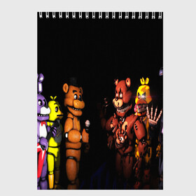 Скетчбук с принтом FIVE NIGHTS AT FREDDYS , 100% бумага
 | 48 листов, плотность листов — 100 г/м2, плотность картонной обложки — 250 г/м2. Листы скреплены сверху удобной пружинной спиралью | 5 ночей с фредди | animation | bonnie | chica | five nights at freddys | fnaf | foxy | freddy | funny | horror | scary | бонни | майк | пять | ужас | фнаф | фокси | фредди | чика | шмидт