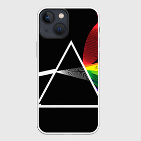 Чехол для iPhone 13 mini с принтом PINK FLOYD ,  |  | music | pink floyd | the dark side of the moon | космос | луна | музыка | пинк флойд | призма | рок | треугольник | триангулярная призма