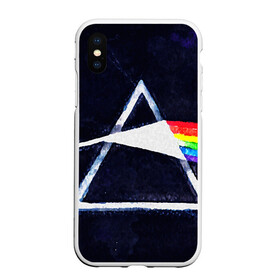 Чехол для iPhone XS Max матовый с принтом PINK FLOYD , Силикон | Область печати: задняя сторона чехла, без боковых панелей | Тематика изображения на принте: music | pink floyd | the dark side of the moon | космос | луна | музыка | пинк флойд | призма | рок | треугольник | триангулярная призма