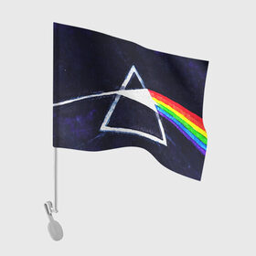 Флаг для автомобиля с принтом PINK FLOYD , 100% полиэстер | Размер: 30*21 см | music | pink floyd | the dark side of the moon | космос | луна | музыка | пинк флойд | призма | рок | треугольник | триангулярная призма