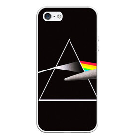 Чехол для iPhone 5/5S матовый с принтом PINK FLOYD , Силикон | Область печати: задняя сторона чехла, без боковых панелей | music | pink floyd | the dark side of the moon | космос | луна | музыка | пинк флойд | призма | рок | треугольник | триангулярная призма