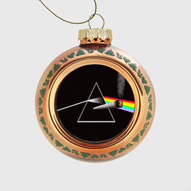 Стеклянный ёлочный шар с принтом PINK FLOYD , Стекло | Диаметр: 80 мм | music | pink floyd | the dark side of the moon | космос | луна | музыка | пинк флойд | призма | рок | треугольник | триангулярная призма