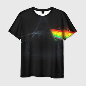 Мужская футболка 3D с принтом PINK FLOYD , 100% полиэфир | прямой крой, круглый вырез горловины, длина до линии бедер | music | pink floyd | the dark side of the moon | космос | луна | музыка | пинк флойд | призма | рок | треугольник | триангулярная призма