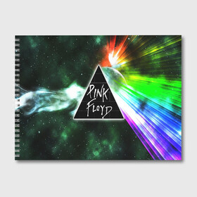 Альбом для рисования с принтом PINK FLOYD , 100% бумага
 | матовая бумага, плотность 200 мг. | Тематика изображения на принте: music | pink floyd | the dark side of the moon | космос | луна | музыка | пинк флойд | призма | рок | треугольник | триангулярная призма