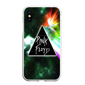 Чехол для iPhone XS Max матовый с принтом PINK FLOYD , Силикон | Область печати: задняя сторона чехла, без боковых панелей | music | pink floyd | the dark side of the moon | космос | луна | музыка | пинк флойд | призма | рок | треугольник | триангулярная призма