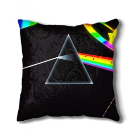 Подушка 3D с принтом PINK FLOYD , наволочка – 100% полиэстер, наполнитель – холлофайбер (легкий наполнитель, не вызывает аллергию). | состоит из подушки и наволочки. Наволочка на молнии, легко снимается для стирки | music | pink floyd | the dark side of the moon | космос | луна | музыка | пинк флойд | призма | рок | треугольник | триангулярная призма