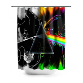 Штора 3D для ванной с принтом PINK FLOYD , 100% полиэстер | плотность материала — 100 г/м2. Стандартный размер — 146 см х 180 см. По верхнему краю — пластиковые люверсы для креплений. В комплекте 10 пластиковых колец | music | pink floyd | the dark side of the moon | космос | луна | музыка | пинк флойд | призма | рок | треугольник | триангулярная призма