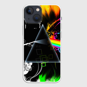 Чехол для iPhone 13 mini с принтом PINK FLOYD ,  |  | music | pink floyd | the dark side of the moon | космос | луна | музыка | пинк флойд | призма | рок | треугольник | триангулярная призма