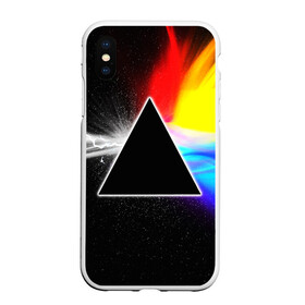 Чехол для iPhone XS Max матовый с принтом PINK FLOYD , Силикон | Область печати: задняя сторона чехла, без боковых панелей | Тематика изображения на принте: music | pink floyd | the dark side of the moon | космос | луна | музыка | пинк флойд | призма | рок | треугольник | триангулярная призма