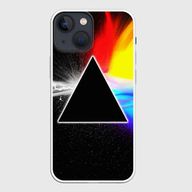 Чехол для iPhone 13 mini с принтом PINK FLOYD ,  |  | music | pink floyd | the dark side of the moon | космос | луна | музыка | пинк флойд | призма | рок | треугольник | триангулярная призма