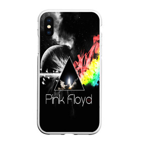 Чехол для iPhone XS Max матовый с принтом PINK FLOYD , Силикон | Область печати: задняя сторона чехла, без боковых панелей | music | pink floyd | the dark side of the moon | космос | луна | музыка | пинк флойд | призма | рок | треугольник | триангулярная призма