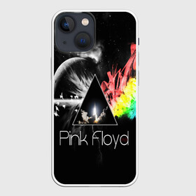 Чехол для iPhone 13 mini с принтом PINK FLOYD ,  |  | music | pink floyd | the dark side of the moon | космос | луна | музыка | пинк флойд | призма | рок | треугольник | триангулярная призма