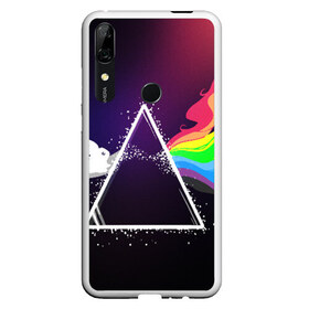 Чехол для Honor P Smart Z с принтом PINK FLOYD , Силикон | Область печати: задняя сторона чехла, без боковых панелей | Тематика изображения на принте: music | pink floyd | the dark side of the moon | космос | луна | музыка | пинк флойд | призма | рок | треугольник | триангулярная призма