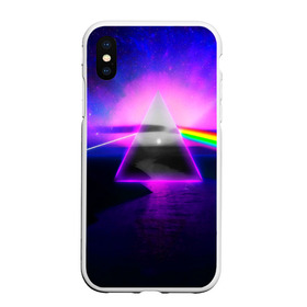 Чехол для iPhone XS Max матовый с принтом PINK FLOYD , Силикон | Область печати: задняя сторона чехла, без боковых панелей | music | pink floyd | the dark side of the moon | космос | луна | музыка | пинк флойд | призма | рок | треугольник | триангулярная призма