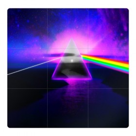 Магнитный плакат 3Х3 с принтом PINK FLOYD , Полимерный материал с магнитным слоем | 9 деталей размером 9*9 см | music | pink floyd | the dark side of the moon | космос | луна | музыка | пинк флойд | призма | рок | треугольник | триангулярная призма