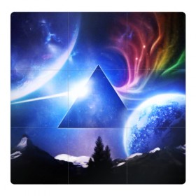 Магнитный плакат 3Х3 с принтом PINK FLOYD , Полимерный материал с магнитным слоем | 9 деталей размером 9*9 см | music | pink floyd | the dark side of the moon | космос | луна | музыка | пинк флойд | призма | рок | треугольник | триангулярная призма