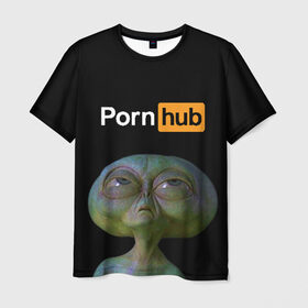 Мужская футболка 3D с принтом Alien and Porh Hub , 100% полиэфир | прямой крой, круглый вырез горловины, длина до линии бедер | men in black | mib | ufo | люди в черном | нло