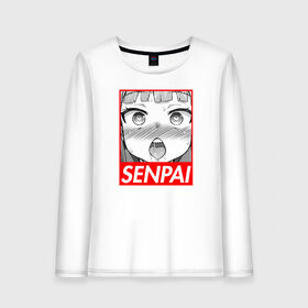 Женский лонгслив хлопок с принтом SENPAI , 100% хлопок |  | ahegao | anime | japan | manga | sempai | senpai | аниме | ахегао | лицо | манга | семпай | сенпай | япония